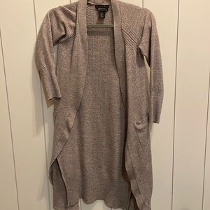 Tahari taupe colored cardigan duster